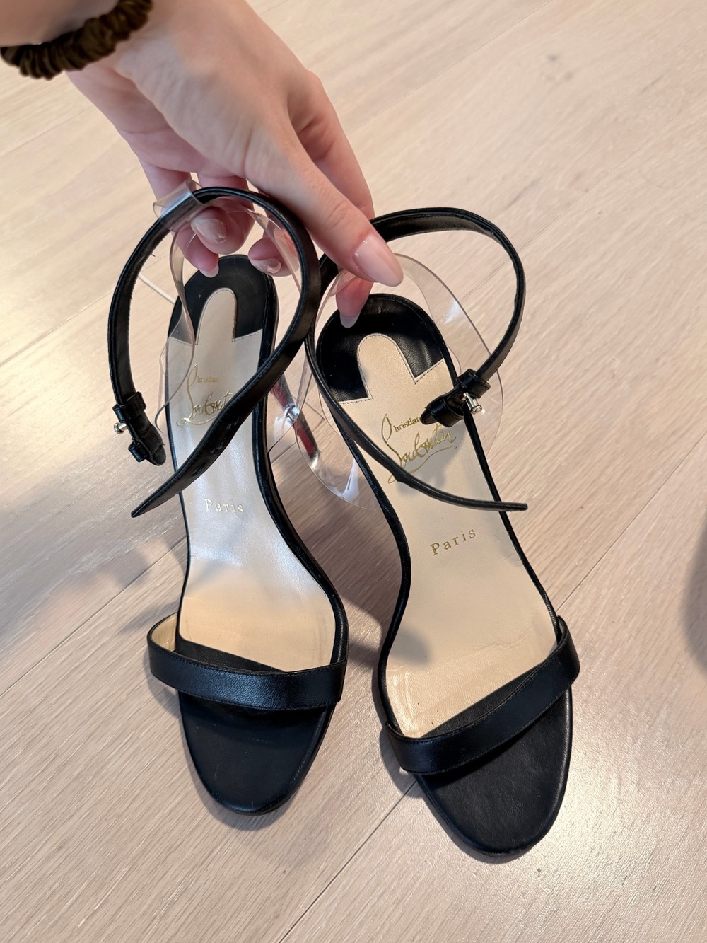 Christian Louboutin Black Ankle-Strap Women's Sandals